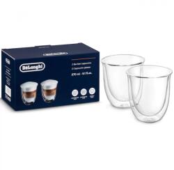 Delonghi Set 2 Pahare Cappuccino Delonghi DLSC311 2x270ml Sticla Termorezistenta Perete Dublu Transparent (DLSC311) Pahar