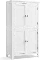 VASAGLE Fürdőszoba szekrény MDF-ből, 2 rekeszes és 4 ajtós, állítható polcokkal, 30x60x110cm, fehér (EZ-BBC552P31)