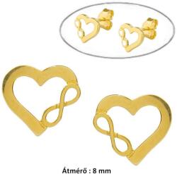 Örök szerelem szív fülbevaló, 14 K arany ékszer