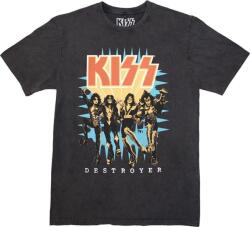 Kiss Destroyer 3D Logo Stone Wash Тениска с къс ръкав Charcoal Grey XL (KISSSTNW60MC04)