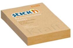 STICK N Öntapadó jegyzettömb, 76x51 mm, 100 lap, STICK N "Kraft Notes", barna (SN21638) - jatekotthon