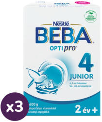 BEBA OptiPro 4 Junior tejalapú italpor vitaminokkal és ásványi anyagokkal 24 hó+ (3x600 g)
