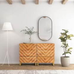 vidaXL 2 db barna-fekete tömör mangófa tálalószekrény 160x30x76 cm (3206281)