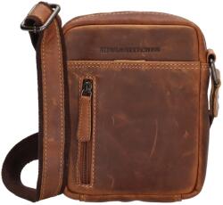 Hide And Stiches zippes kis konyak színű bőr válltáska 20273005