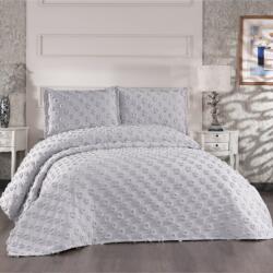 Capa Home® Set cuvertura catifelata pat dublu 3 piese, 240x260cm, Hayal Gri