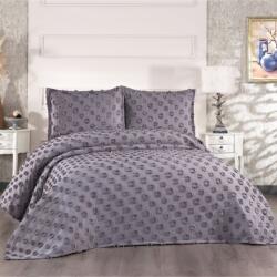 Capa Home® Set cuvertura catifelata pat dublu 3 piese, 240x260cm, Hayal Antracit