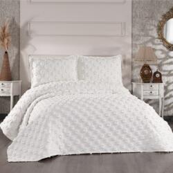 Capa Home® Set cuvertura catifelata pat dublu 3 piese, 240x260cm, Hayal Crem