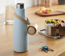 Tchibo Nemesacél palack, világoskék/bézs, 450ml Világoskék palack Bézs tető és szilikonpánt