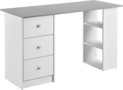[en. casa] Birou PAL Alb/Gri Deschis cu 3 Sertare si 3 Polite, Dimensiuni 120x49x72cm