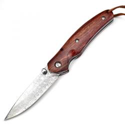 HARAHU PA-31701 Outdoor összecsukható kés damaszk mintával - Barna KP31701