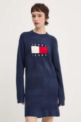 Tommy Hilfiger ruha gyapjú keverékből sötétkék, mini, oversize, DW0DW18719 - sötétkék S