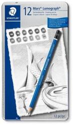 STAEDTLER Grafitceruza készlet, fém doboz, hatszögletű, STAEDTLER "Mars Lumograph 100", 12 különbözõ keménység (12 db) (TS100G12S)