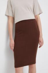Calvin Klein gyapjú szoknya barna, midi, ceruza fazonú - barna S