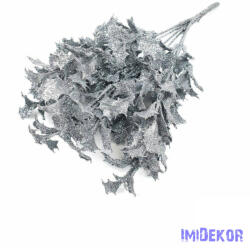 Glitteres ilex csokor 33cm - Ezüst