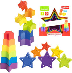 Magic Toys Little Stars: Jucărie pentru bebeluși de construit turnuri în formă de stea colorată (72646A)