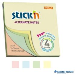 STICK N Öntapadó jegyzettömb, 76x76 mm, 100 lap, STICK N, pasztell színek (SN21821) - kecskemetirodaszer
