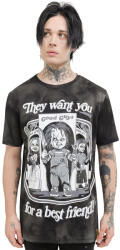 KILLSTAR Tricou unisex KILLSTAR x CHUCKY - Hey There Friend - Negru - KSRA011069