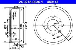 ATE Tambur frana ATE 24.0218-0036.1