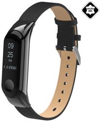 gigapack Pótszíj (egyedi méret, valódi bőr, állítható) FEKETE Xiaomi MI Band 4, Xiaomi MI Band 3 (GP-89674)