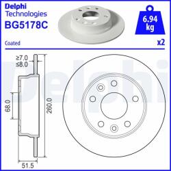 DELPHI Disc frana DELPHI BG5178C (BG5178C) - automobilus