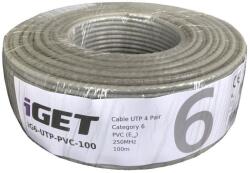 IGET Cablu de instalație iGET CAT6 UTP PVC Eca 100m/cutie, cablu cu fir, cu clasa de reacție la foc Eca (84005021)