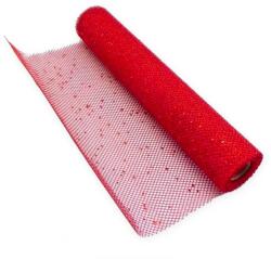 LAALU karácsonyi dekoráció - csillámos háló, tekercs, 36 cm x 5 m, piros (LAU-2287)