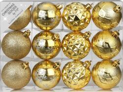 LAALU 12 db-os dekoráció készlet: 6 cm-es arany gömbdíszek keveréke (LAU-0940)