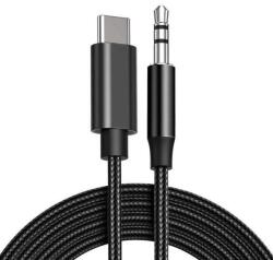 Lemontti Cablu Audio Lemontti LAUXCTCBK, USB Type-C - Jack 3.5mm, 1m, impletitura textila (Negru) (LAUXCTCBK)