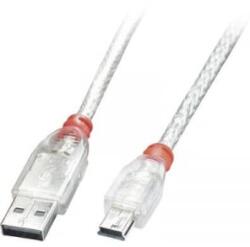 Lindy USB 2.0 Csatlakozókábel [1x USB 2.0 dugó, A típus - 1x USB 2.0 dugó, mini B típus] 20.00 cm Átlátszó