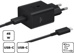 Samsung Sam hálózati adapter kábellel, 45W PD USB-C, Fekete