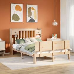 vidaXL tömör fenyőfa könyvespolcos ágy matrac nélkül 150 x 200 cm (3322694)
