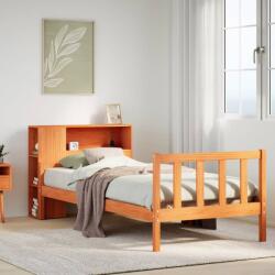 vidaXL viaszbarna tömör fa könyvespolcos ágy matrac nélkül 75 x 190 cm (3322113)