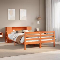 vidaXL barna tömör fenyőfa könyvespolcos ágy matrac nélkül 135 x 190cm (3321863)