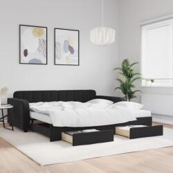 vidaXL fekete kihúzható bársony heverő fiókkal 100 x 200 cm (3197012)
