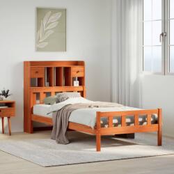 vidaXL barna tömör fenyőfa könyvespolcos ágy matrac nélkül 90 x 190 cm (3322183)