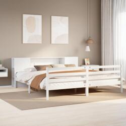 vidaXL fehér tömör fenyőfa könyvespolcos ágy matrac nélkül 180x200 cm (3322210)