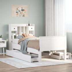 vidaXL fehér tömör fenyőfa könyvespolcos ágy matrac nélkül 75 x 190 cm (3308946)