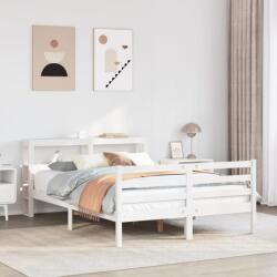 vidaXL fehér tömör fenyőfa ágykeret fejtámlával 135 x 190 cm (3305934)