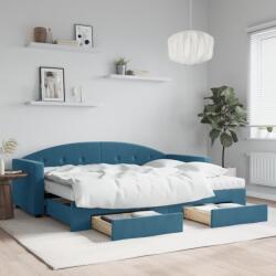 vidaXL kék kihúzható bársony heverő fiókokkal 80 x 200 cm (3197365)