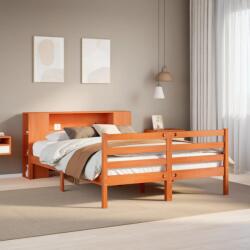 vidaXL barna tömör fenyőfa könyvespolcos ágy matrac nélkül 140 x 190cm (3321864)