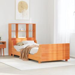 vidaXL viaszbarna tömör fa könyvespolcos ágy matrac nélkül 90 x 200 cm (3323817)