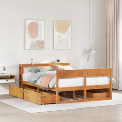 vidaXL viaszbarna tömör fenyőfa ágy matrac nélkül 140 x 190 cm (3306395)
