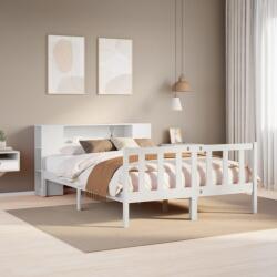 vidaXL fehér tömör fenyőfa könyvespolcos ágy matrac nélkül 140x200 cm (3321658) - vidaxl
