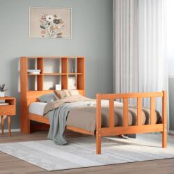 vidaXL viaszbarna tömör fa könyvespolcos ágy matrac nélkül 90 x 190 cm (3322144)