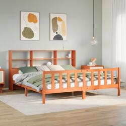 vidaXL viaszbarna tömör fa könyvespolcos ágy matrac nélkül 180 x 200cm (3322154)