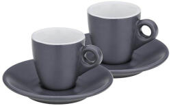 KELA Set de 4 cani espresso cu farfurie MATTIA gri KL-12751