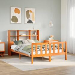 vidaXL barna tömör fenyőfa könyvespolcos ágy matrac nélkül 160 x 200cm (3321724)