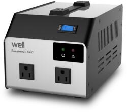 Well Convertor Tensiune 220V - 110V, 1000VA / 800W, 2 Iesiri, Well (PSUP-CONV-TRA1000-WL)