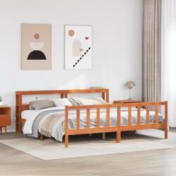 vidaXL viaszbarna tömör fenyőfa ágykeret fejtámlával 180 x 200 cm (3305925)