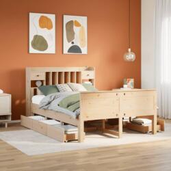 vidaXL tömör fenyőfa könyvespolcos ágy matrac nélkül 150 x 200 cm (3308918)